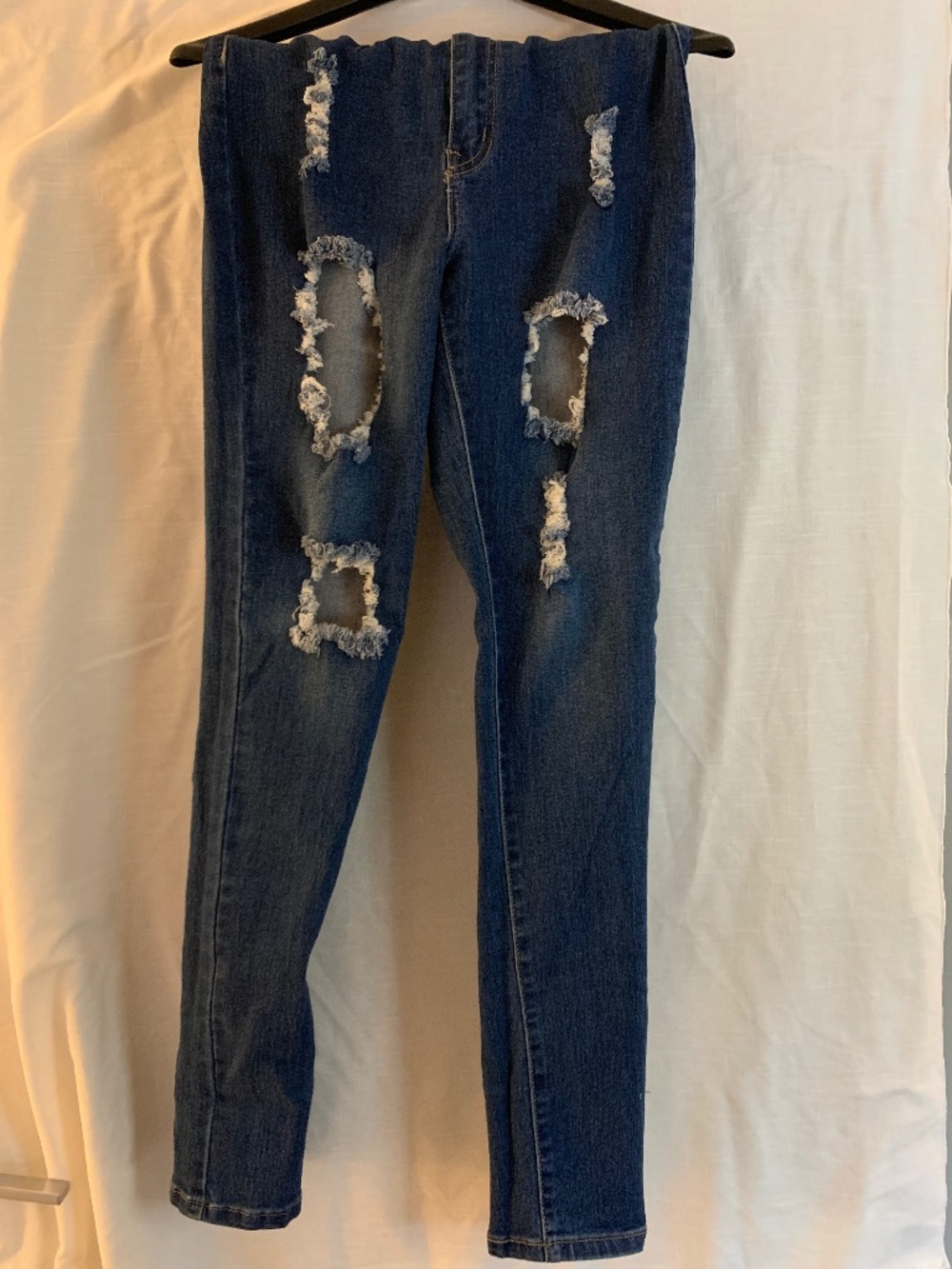 High Waisted Frayed Skinny Jeans